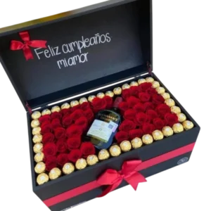 Celebración de Amor – Caja de Rosas y Chocolates