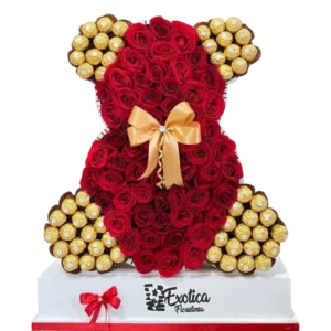 Osito de Amor – Arreglo de Rosas y Chocolates