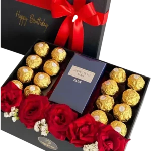Elegancia y Dulzura – Caja de Rosas y Chocolates