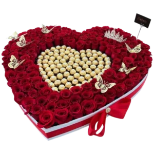 Corazón de Dulzura – Arreglo de Rosas Rojas y Chocolates