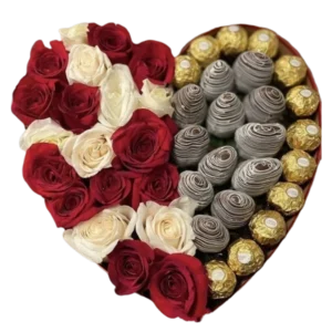 Corazón de Pasión – Arreglo de Rosas Rojas y Chocolates