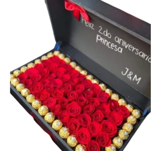 Amor de Lujo – Caja de Rosas y Chocolates