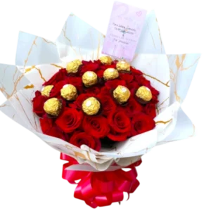 Dulce Pasión – Bouquet de Rosas Rojas con Chocolates