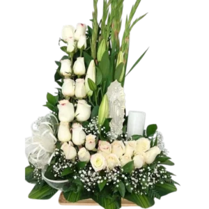 Serenidad Eterna – Arreglo Fúnebre de Rosas Blancas
