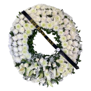 Tributo Eterno – Corona Fúnebre de Flores Blancas