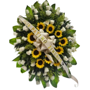Luz de Esperanza – Arreglo Fúnebre de Girasoles y Flores Blancas
