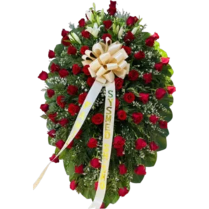 Homenaje de Amor – Arreglo Fúnebre de Rosas Rojas y Blancas