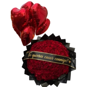 Amor Sin Condiciones – Arreglo de Rosas Rojas con Globos